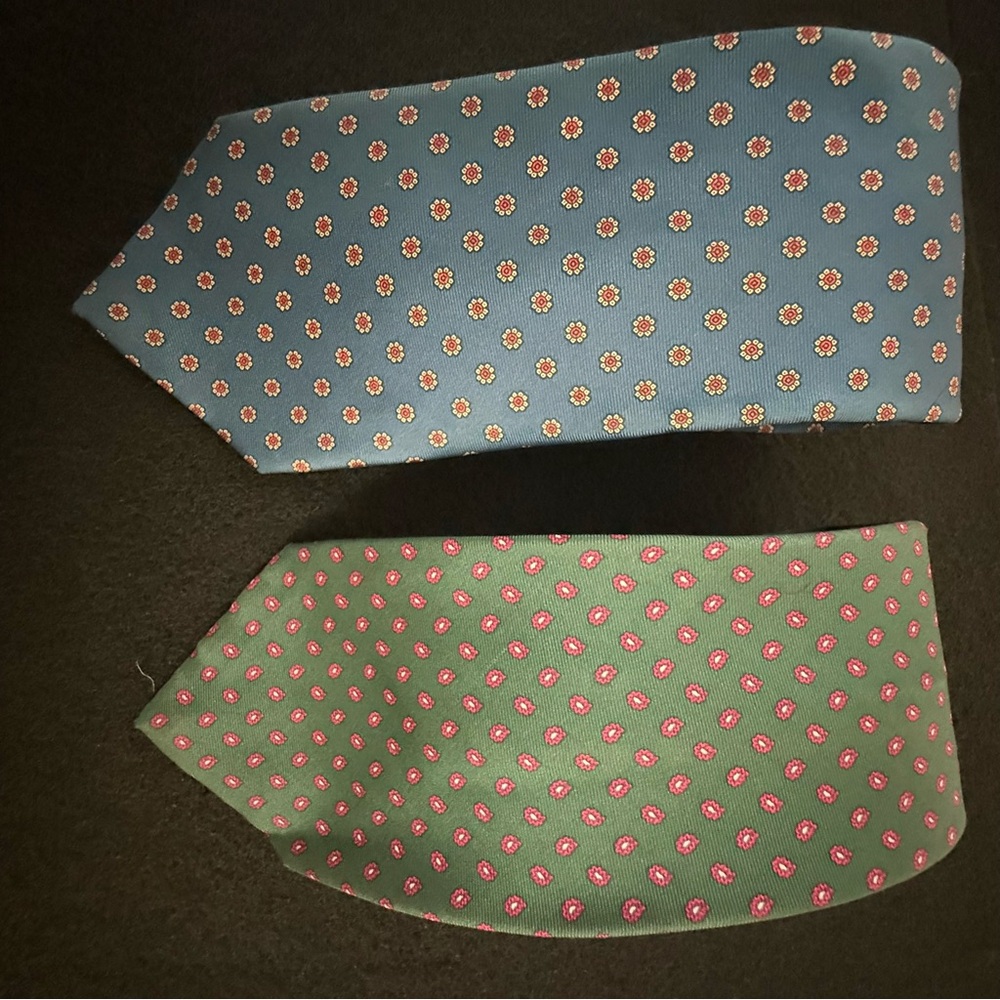 Men's Vintage London 400 Silk Neckties - Green & Blue Medallion Paisley